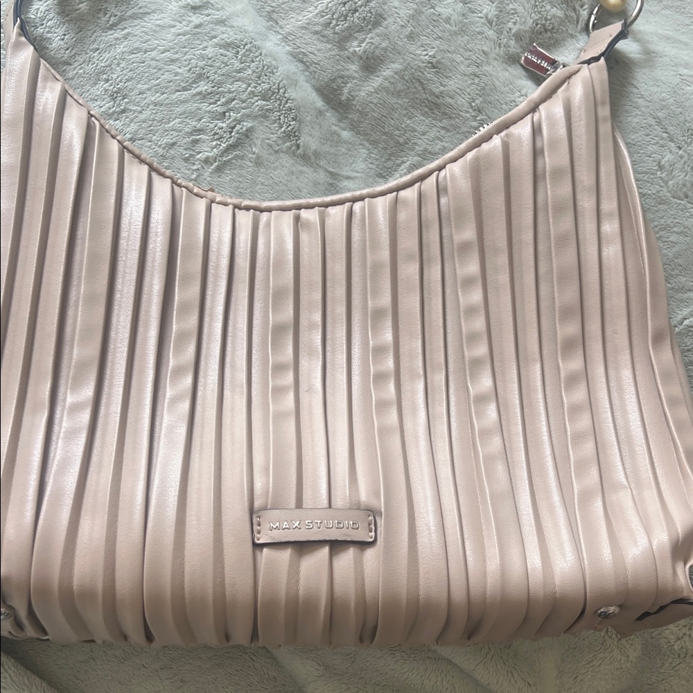 Max Studio Beige Pleated Shoulder Bag